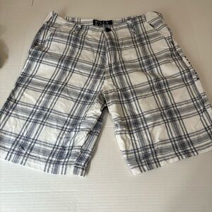 BILLABONG Plaid Shorts in White and Gray